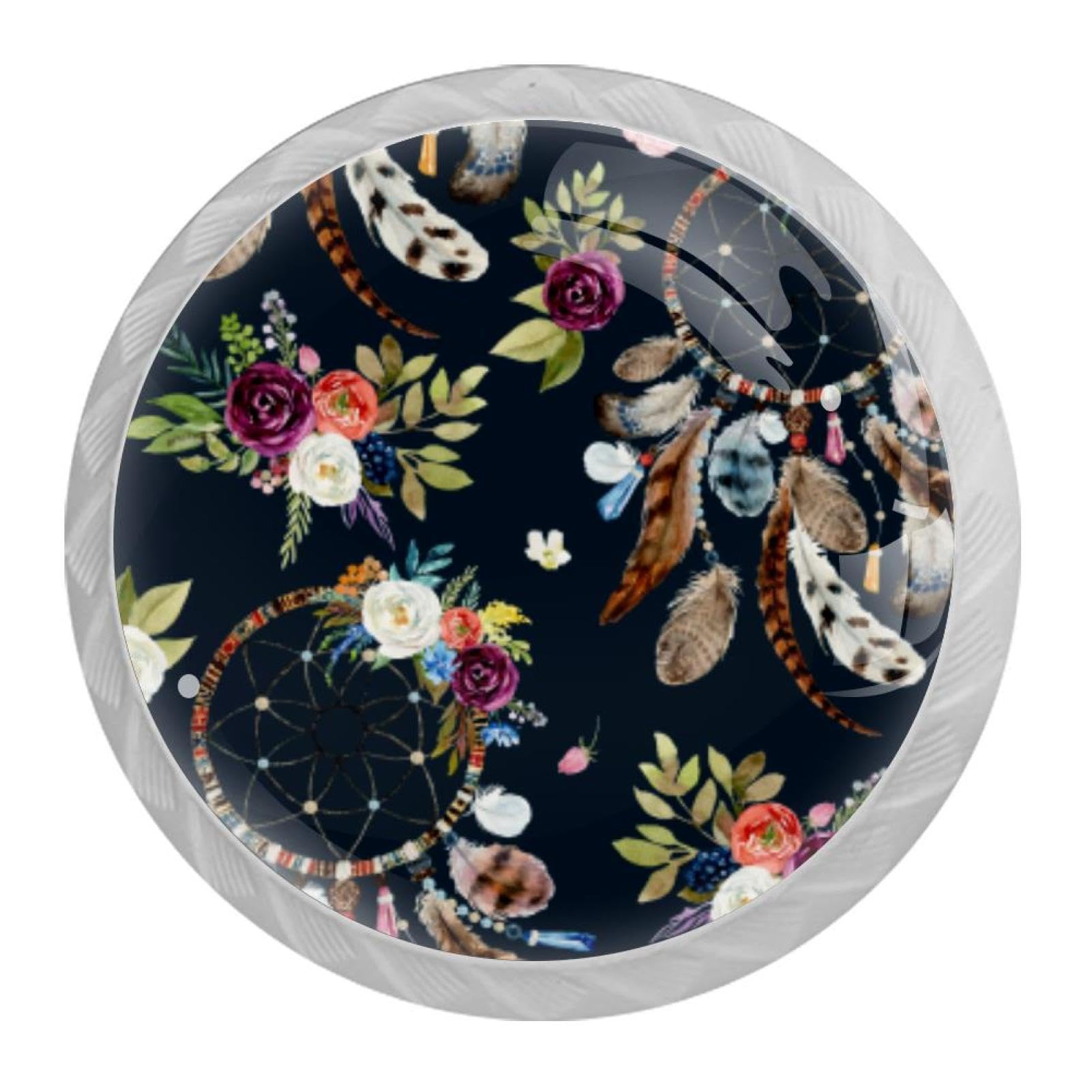 Tqmspg 4 Pieces Drawer Pulls Dreamcatcher Door Knobs Dresser Handles for Kitchen Wardrobe Cupboard Hardware Furniture