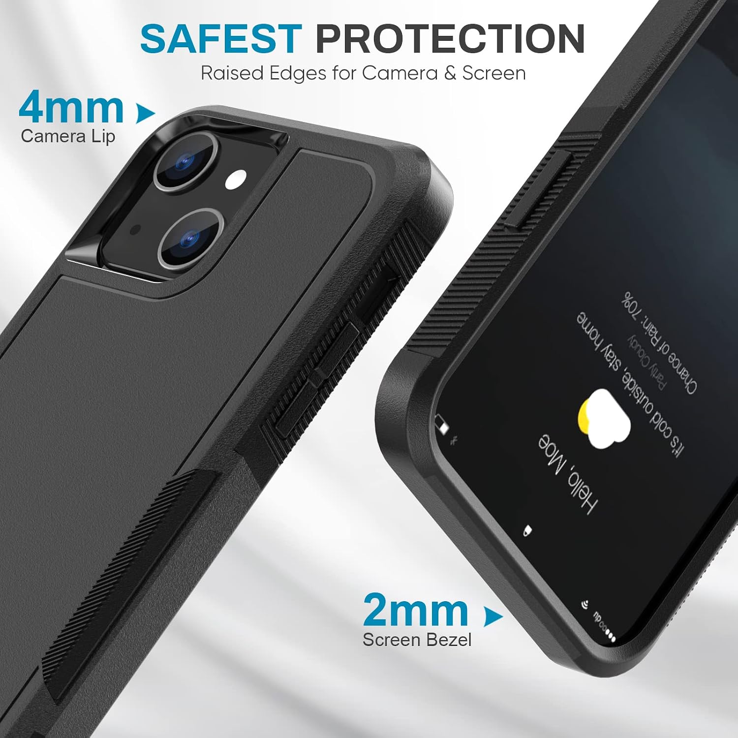 MAXCURY Designed for iPhone 13 & 14 Case, [Full Protection] [Anti-Fingerprint] [Anti-Scratch] Heavy Duty Protection Phone Case Cover for Apple iPhone 14/13 Phone - Black