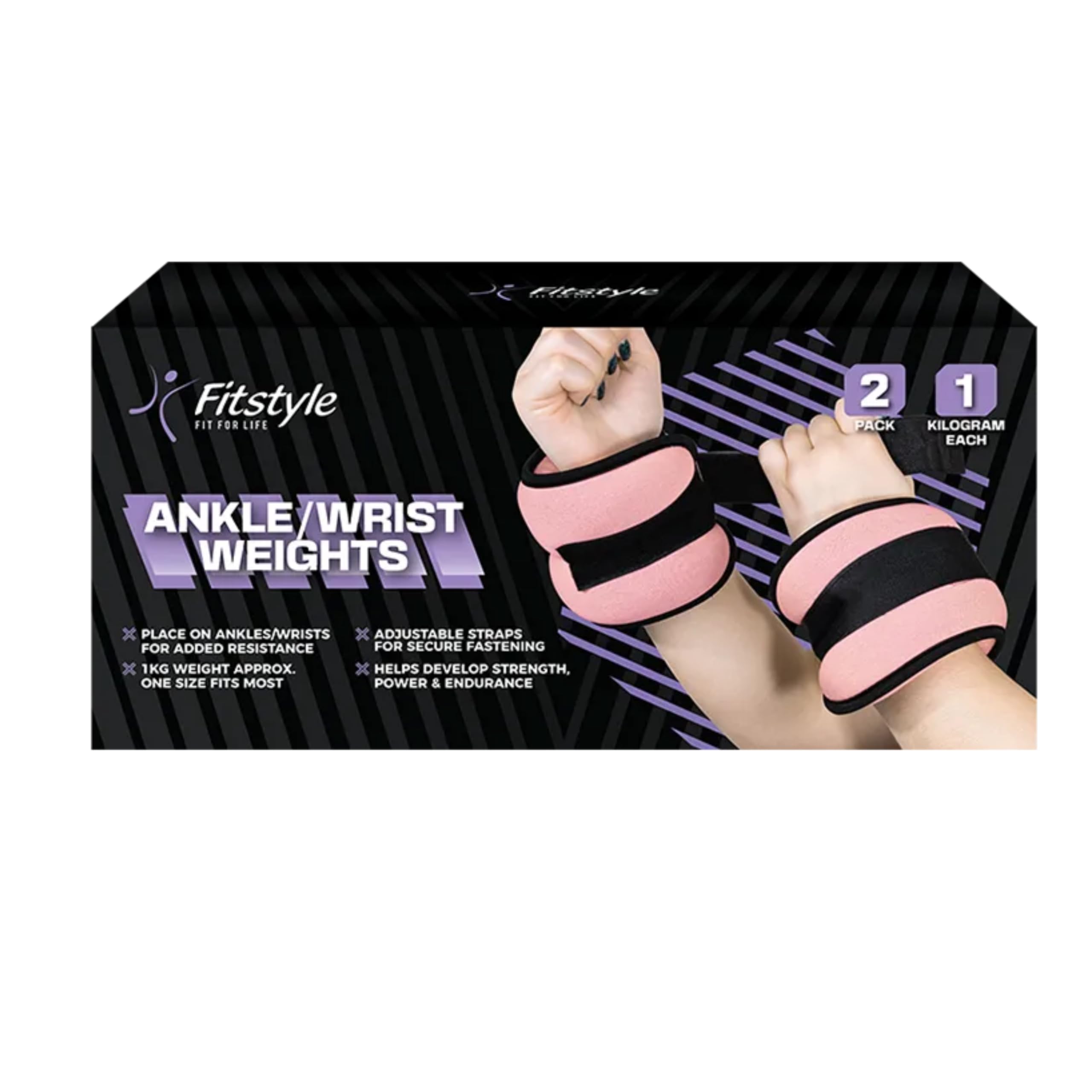 ADEPTNA Wrist & Ankle Weights 1KG Each (2 Pack) – Adjustable Arm & Leg Weights for Walking Running Jogging Gym Workout Strength Training Endurance Fitness Exercise Sports Home Equipment (PINK)