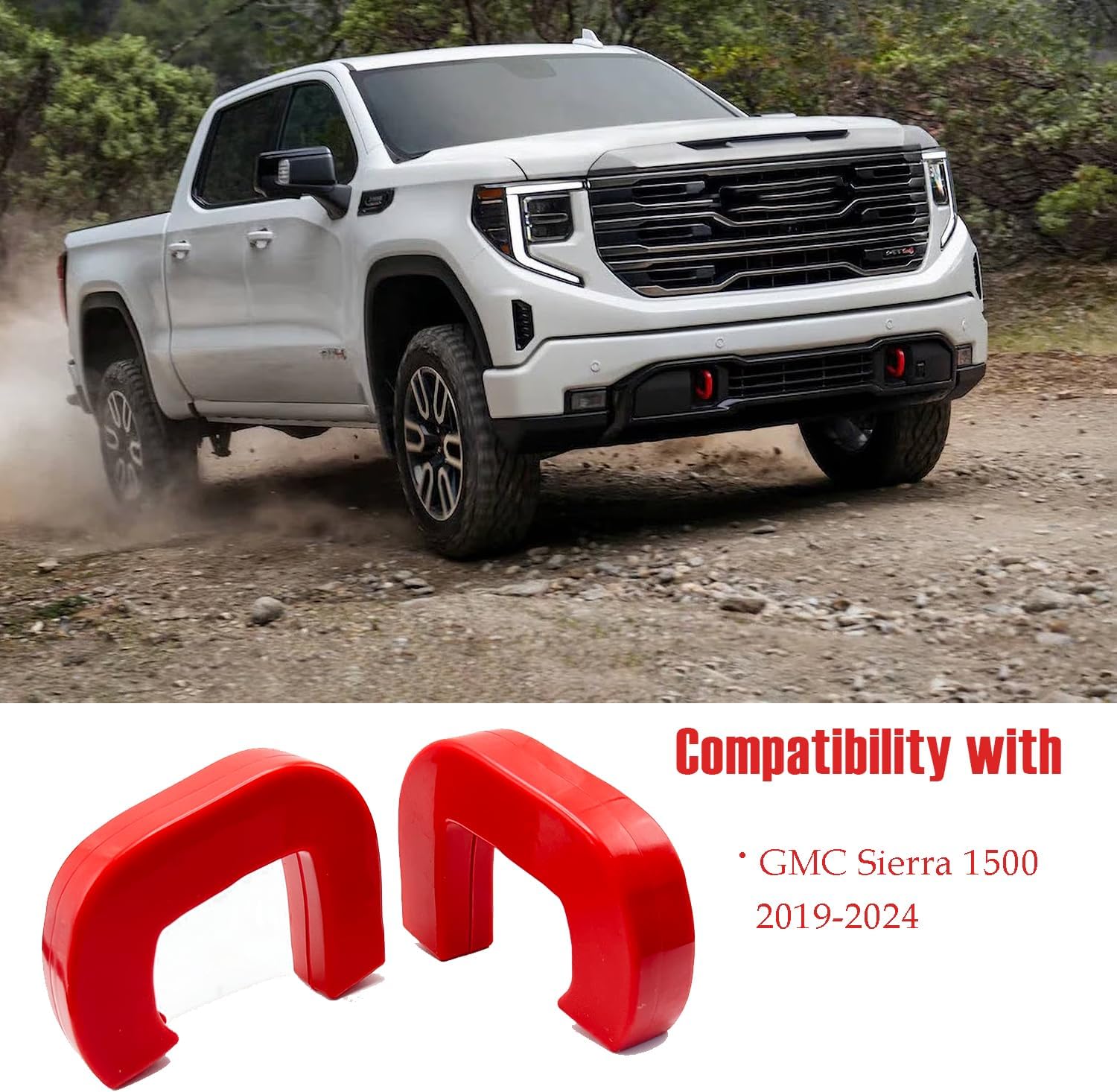 Tow Hooks Covers for GMC Sierra 1500 2019-2024, Front Hitch Cover 2Pcs Car Customized Tow Hooks Compatible with GMC Sierra 1500 Accessories 2019-2024