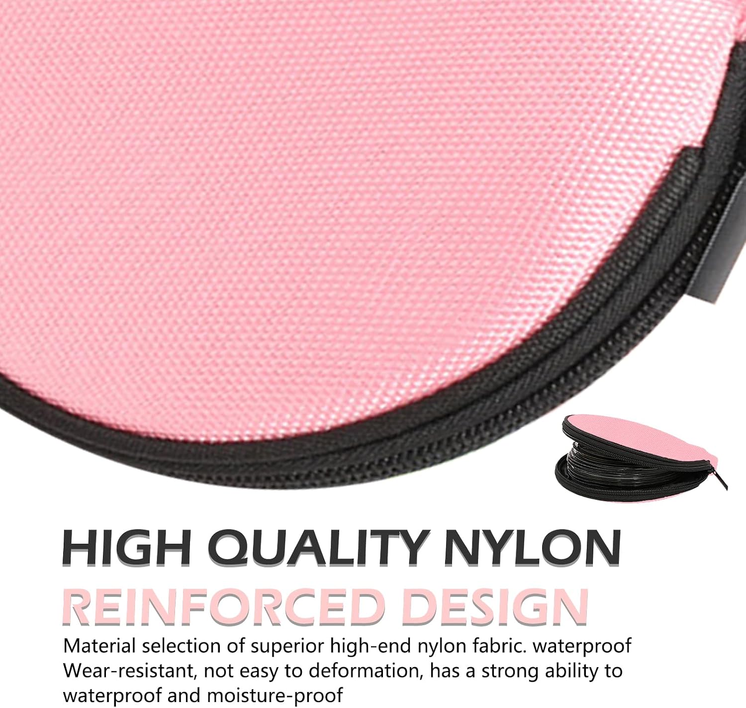 Car CD Case, Large Capacity 20 CDAnti-scratch Protection Storage Binder, Round Zipper Design Oxford Cloth Waterproof Portable DVD Wallet File Organizer, for Most Cars Homes (Pink)