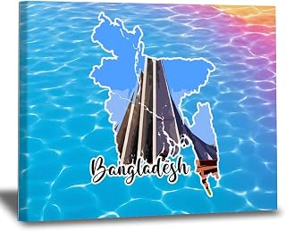 WoGuangis Bangladesh City Souvenir Gift Canvas Wall Art Bangladesh National Flag Canvas Poster Bangladesh Landscapes Cityscape Wall Art Picture Canvas Print for Bedroom Home Decor 8x10in