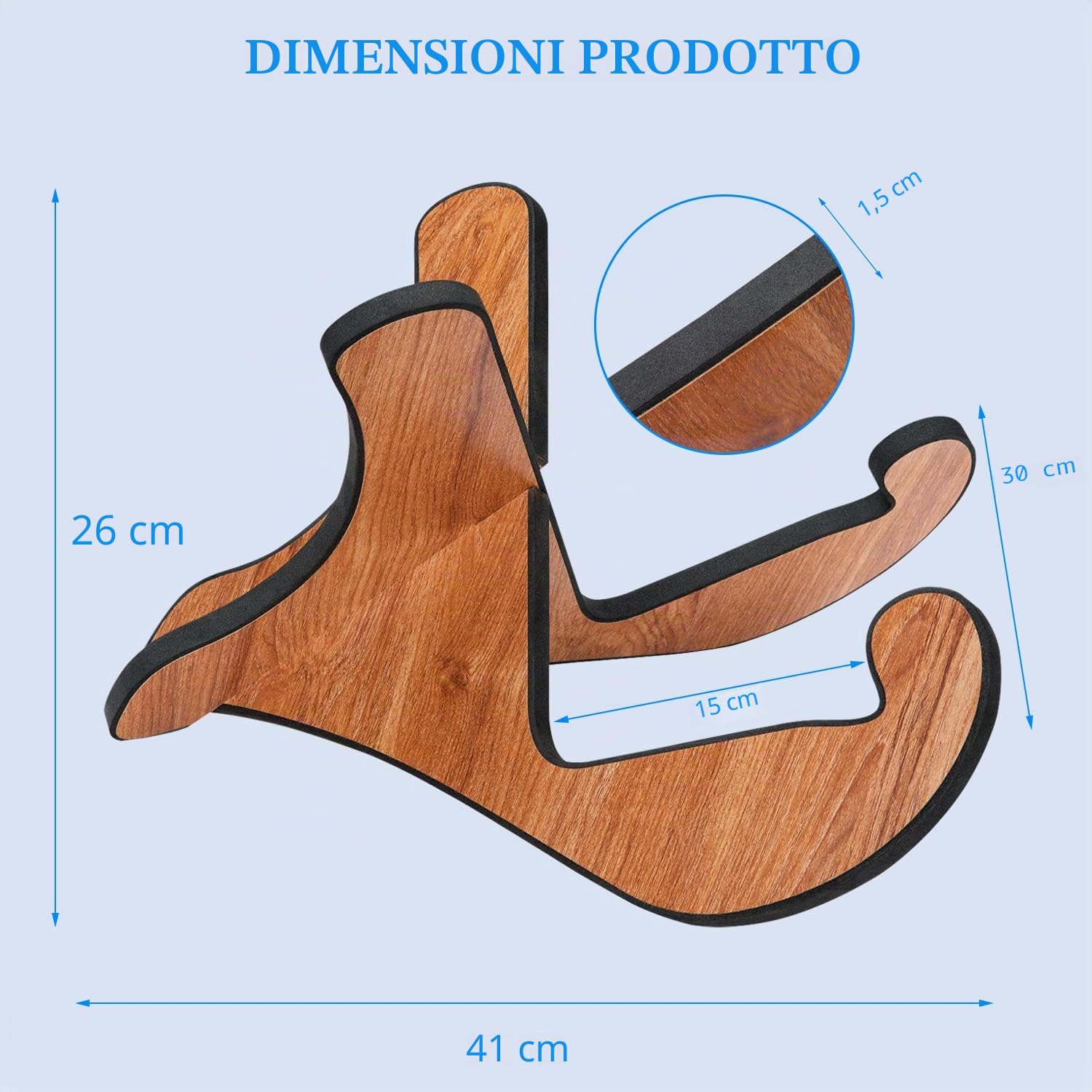 Supporto per Chitarra in Legno, Porta Chitarra da Terra, Poggia Stand Chitarra Universale per Chitarra Acustica/ Classica/ Elettrica e Basso