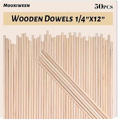 Miniatura 8 de Moukiween Varillas de madera de varios tamaños para manualidades de 18, 316, 14, 516, 38 x 6 pulgadas, varillas de madera natural sin terminar para