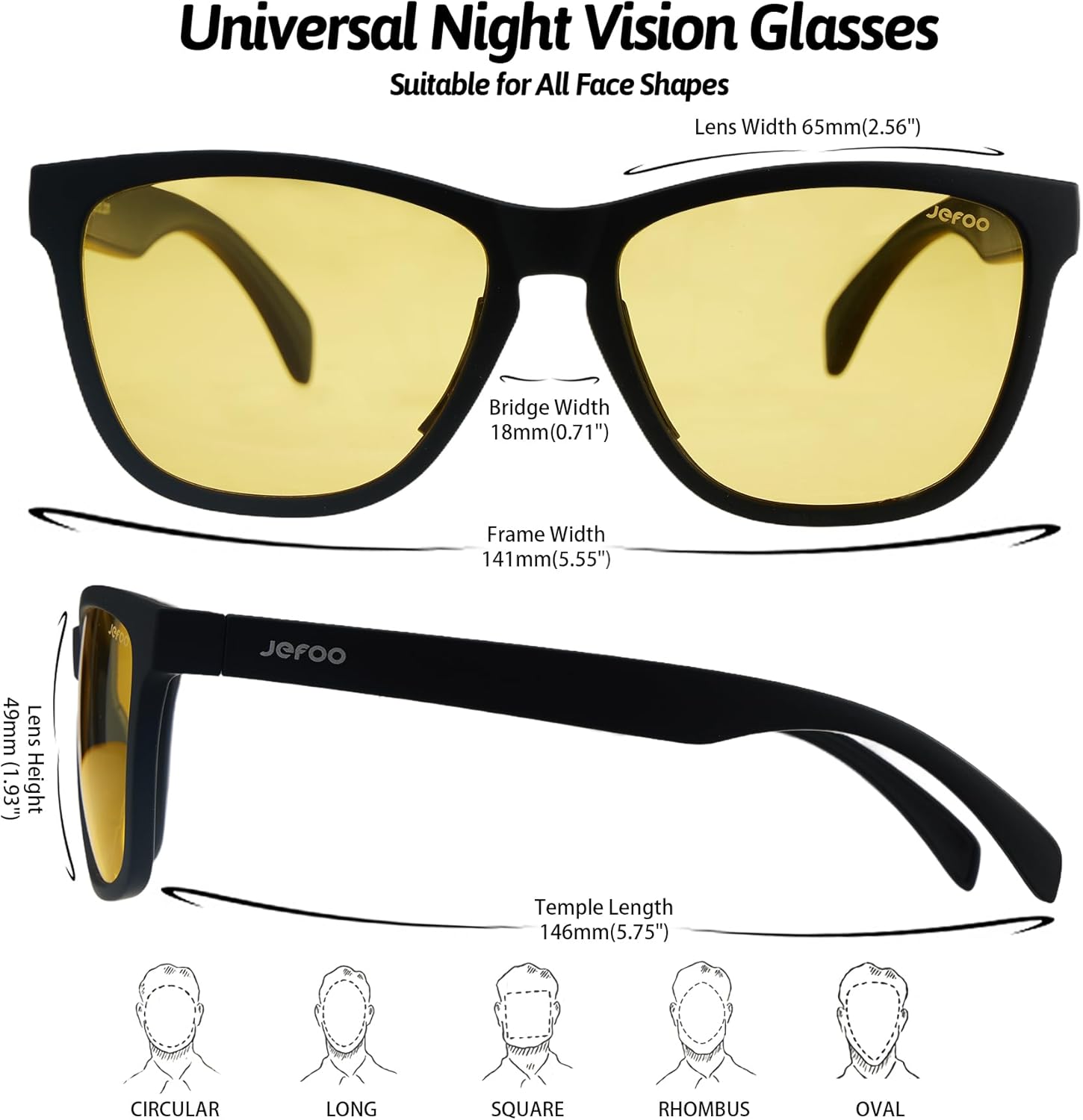 Jefoo Night Driving Glasses for Men Women Anti Glare Night Vision Glasses Polarized HD Yellow Lens with UV Protection - Image 6