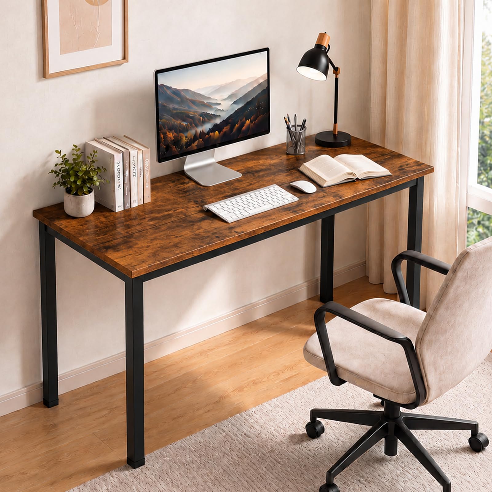 Schreibtisch 120 x 60 x 75 cm, Computertisch Braun für Homeoffice | Moderner Schlichter für Arbeitszimmer, Wohnzimmer, Schlafzimmer