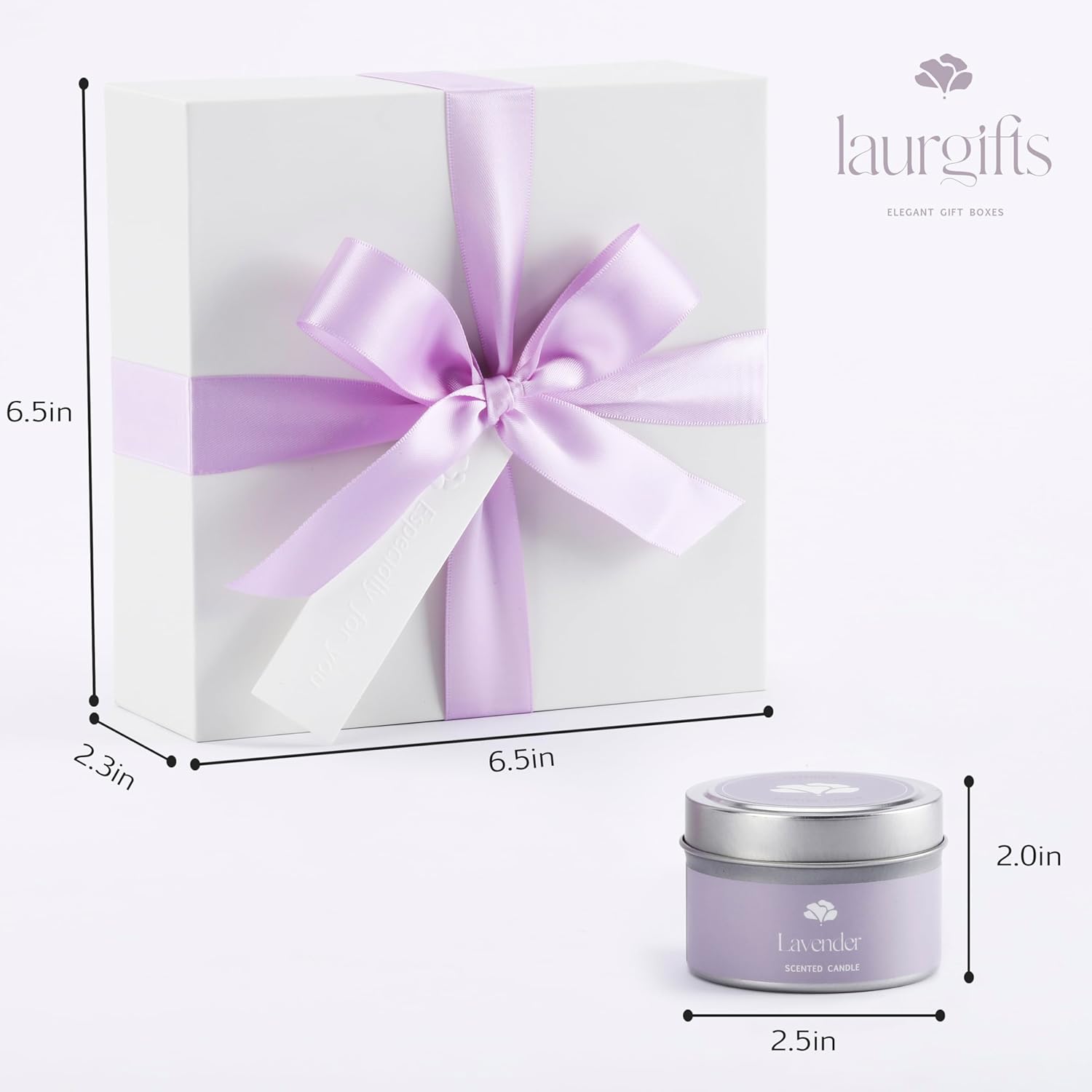 Lavender Spa Gift Box for Women – Small Candle Set with Bath Gifts, Relaxing Self Care Spa Set, Birthday Basket for Women, Mom & New Mom - Image 4