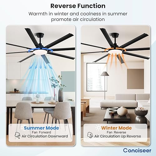 Vista 6 de Ventiladores de techo modernos con luces, ventilador de techo de 84 pulgadas con luz y control remoto, sala de estar, biblioteca, cafetería