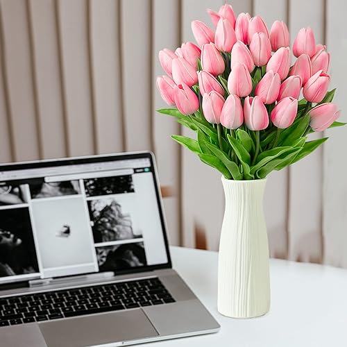 Miniatura 7 de JIFTOK 30 piezas de tulipanes, flores artificiales para decoración, flores sintéticas, tulipanes de tacto real, ramo de arreglos para boda, hogar,