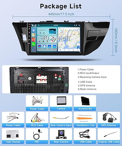 Miniatura 7 de 8 Core 4G+64G para Toyota CorollaLevin 2014-2017 Estéreo de coche Android con Carplay inalámbrico Android Auto, 10.1 "HD 1280*720P IPS pantalla