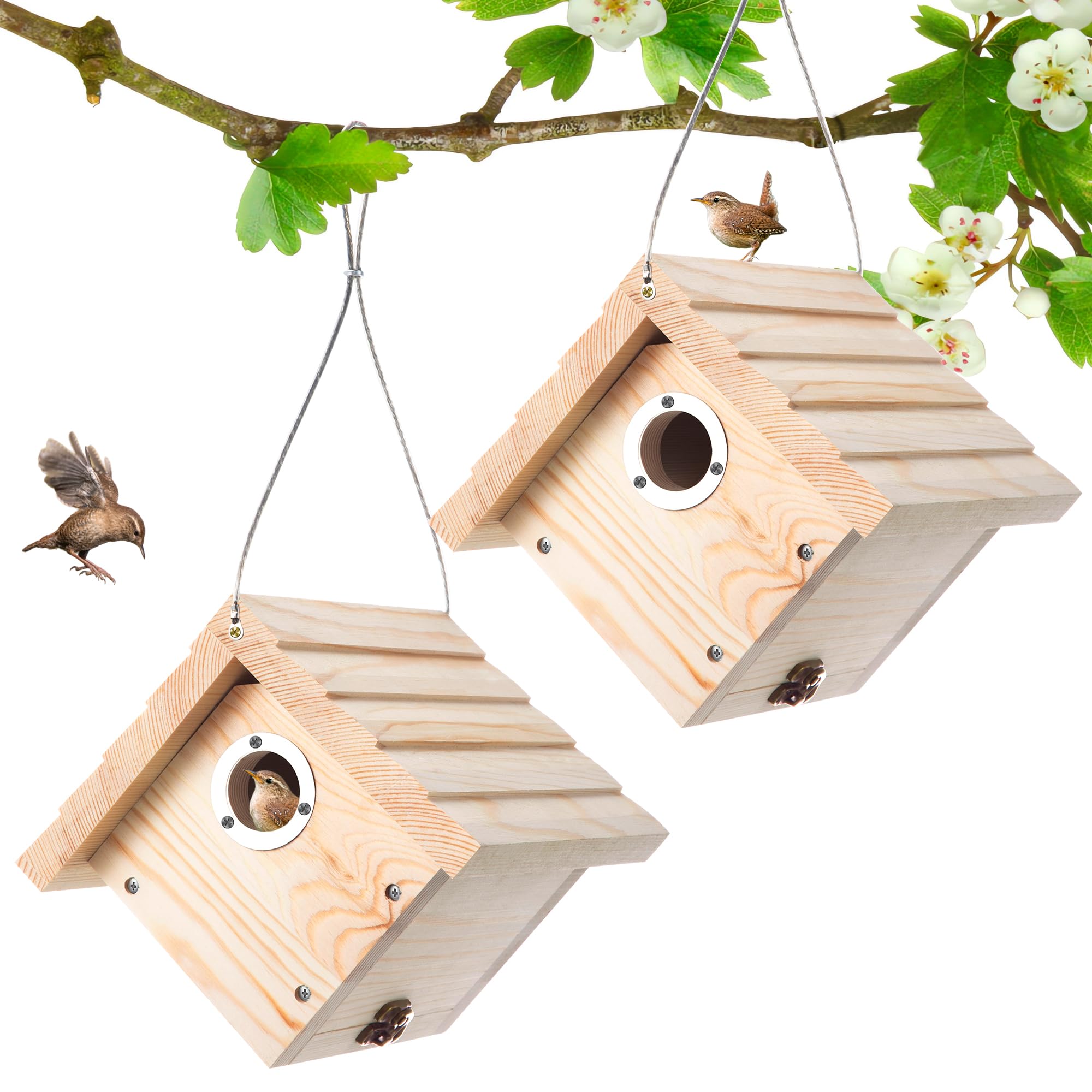 Nichoirs à oiseaux en bois Dreyoo à suspendre pour mésanges au jardin