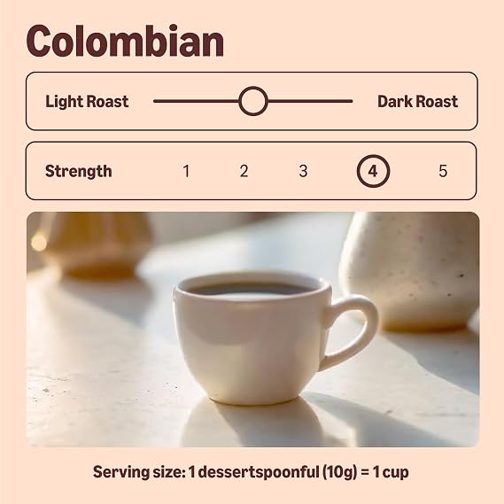 by Amazon Colombian Roast and Ground Coffee, Single Origin, Medium Roast, 1.36Kg (6 Packs of 227g), Rainforest Alliance Certified
