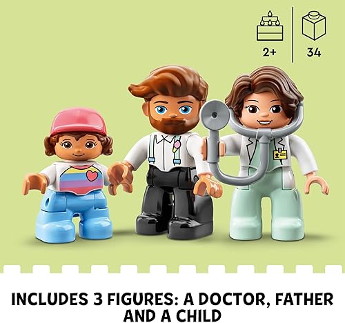 Miniatura 3 de LEGO DUPLO Town Doctor Visit 10968 - Juego de juguetes de construcción para niños preescolares niños pequeños y niñas a partir de 2 años 34 piezas