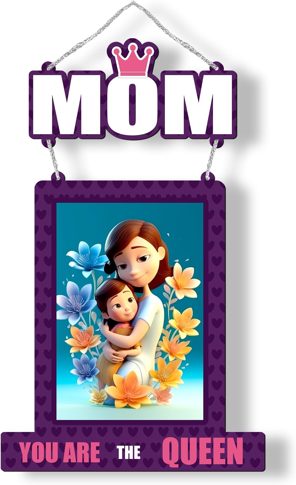 Regalo Casila Mom You Are the Queen Wall Hanging | 22x11 Inches Mom on Mother's Day | Her Birthday | Any Special Day | Thoughtful Gift for Mom | Maa | Mother | Mommy from Son & Daughter