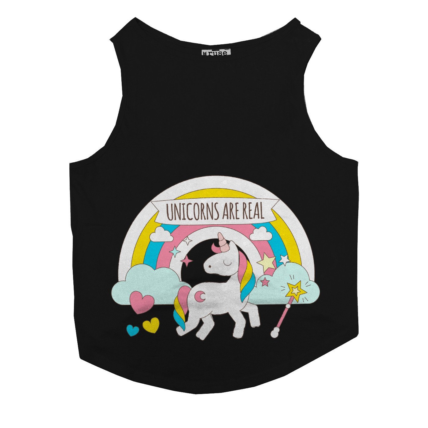 Ruse. Pet Cotton Unicorn Printed Black Sleeveless Ruse. Pet Tank T-Shirt/Tees for Dogs in/Medium (Chubby Pugs, Beagle etc.) (B07FQN56HS) Amazon Price History, Amazon Price Tracker