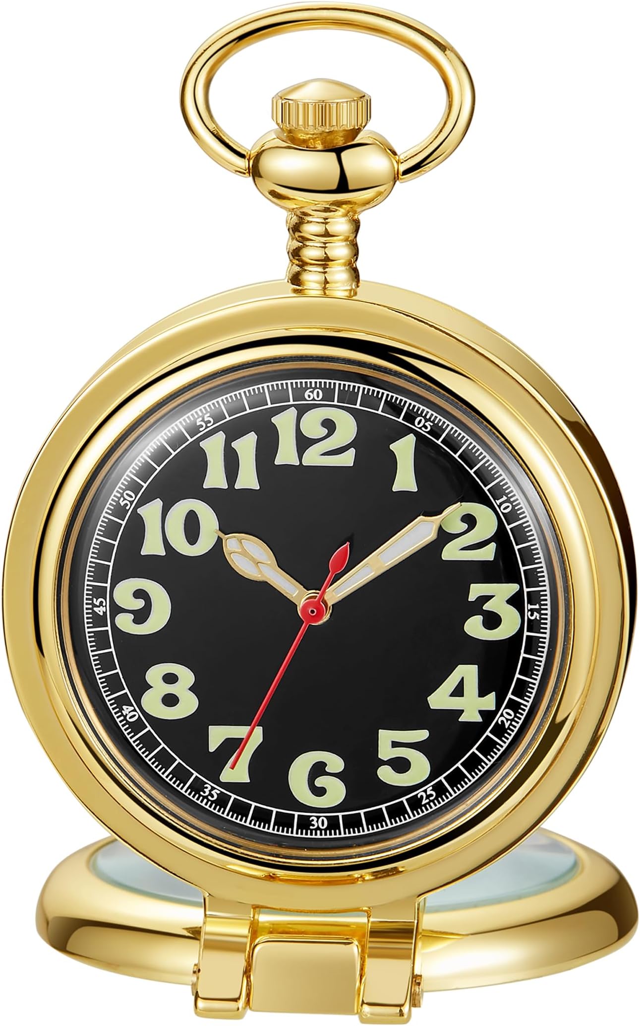 Whodoit Black and Silver Mechanical Pocket Watch Roman Numeral Dial Men's Mechanical Pocket Watch Strap Chain + Box