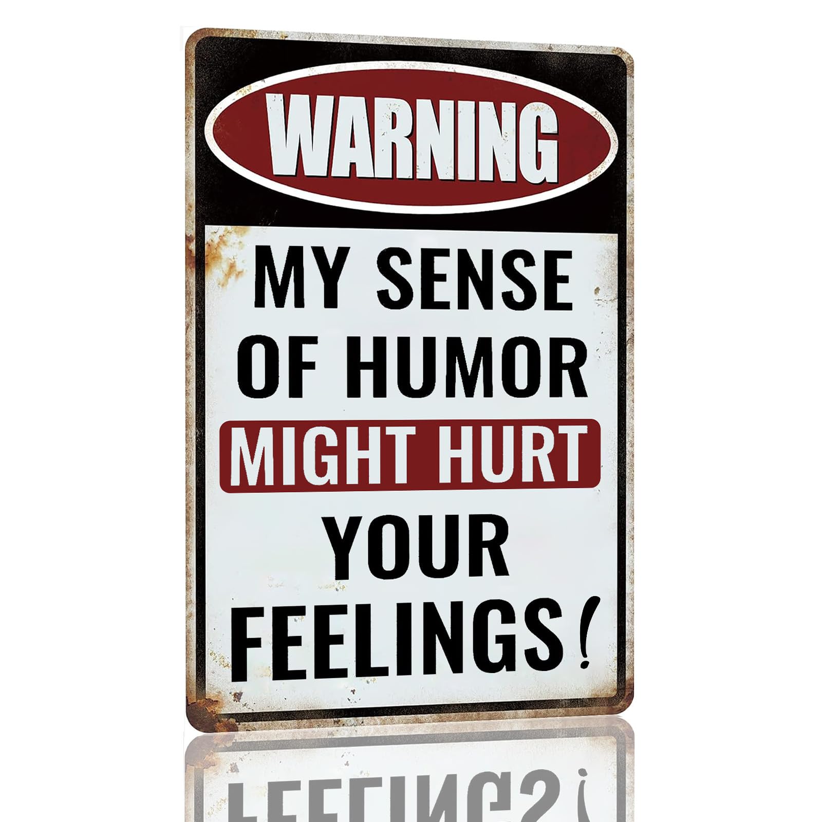 SMAZDFXX Funny Man Cave Decor Bar Tin Signs Man Cave Sign Metal Garage Signs For Men Outdoor Bar Accessories Waring My Sense Of Humor Might Hurt Your Feelings Sign 5.5"x8"