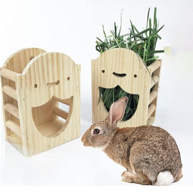 Foto 2 de 8 de heno Madera,Comedero heno Innovador con diseño Escalera para Conejos, Conejillos Indias, Chinchillas