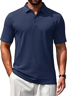Men's Polo Shirts Short Sleeve Soft Cotton Pique T-Shirts 3 Buttons Classic Fit Casual Performance Golf Shirts