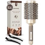 AIMIKE Round Hair Brush, Nano Thermal Ceramic & Ionic Tech, 2.1 Inch Barrel with Boar Bristles for Enhanced Texture, Golden, Hair Drying, Styling, Curling and Shine + 4 Free Clips