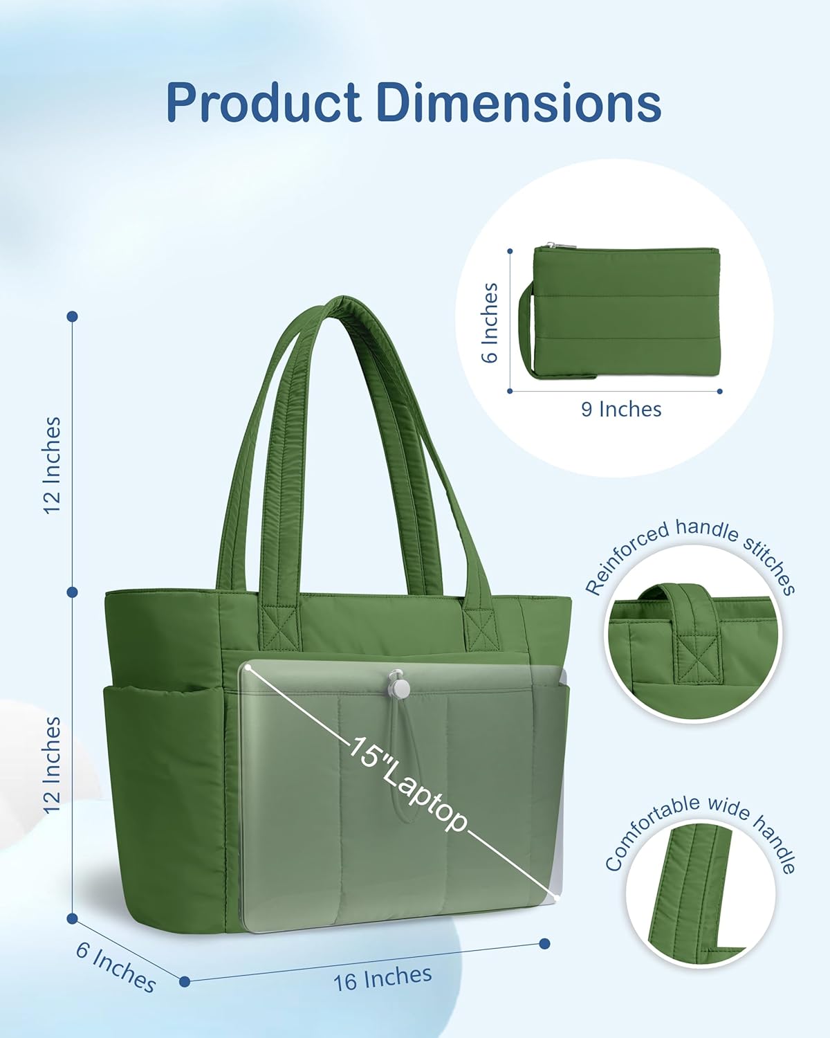 TOPDesign Puffy Tote Bag for Women with Cup Holder & Laptop Compartment & Cosmetic Bag & Trolley Sleeve for Work, Travel - Image 5