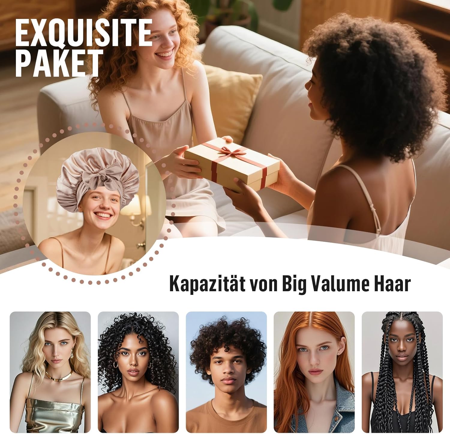 Double-Layer Satin Bonnet with Adjustable Tie - Double-Sided Hair Sleep Bonnet for Women and Curly Hair - Image 6