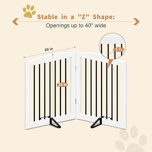 Miniatura 5 de PUPETPO Puerta independiente para mascotas para perros, puerta plegable de madera para perros para casa, puerta interior para perros para escaleras,