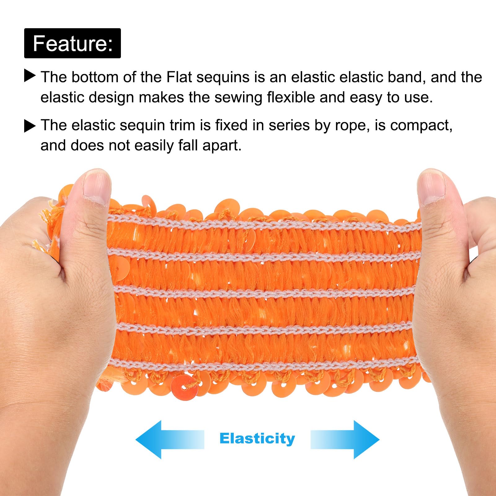 Nastro Elasticizzato Con Paillettes QUARKZMAN, 11 Yard 0,8 Pollici, Frangia Piatta Per Cucito E Craft, Colori Arcobaleno
