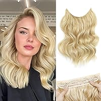 Vista 28 de MORICA Extensiones de Cabello con Alambre Invisible - 20 Pulgadas Marrón Negro Largo Ondulado Postizo Sintético con Alambre Transparente