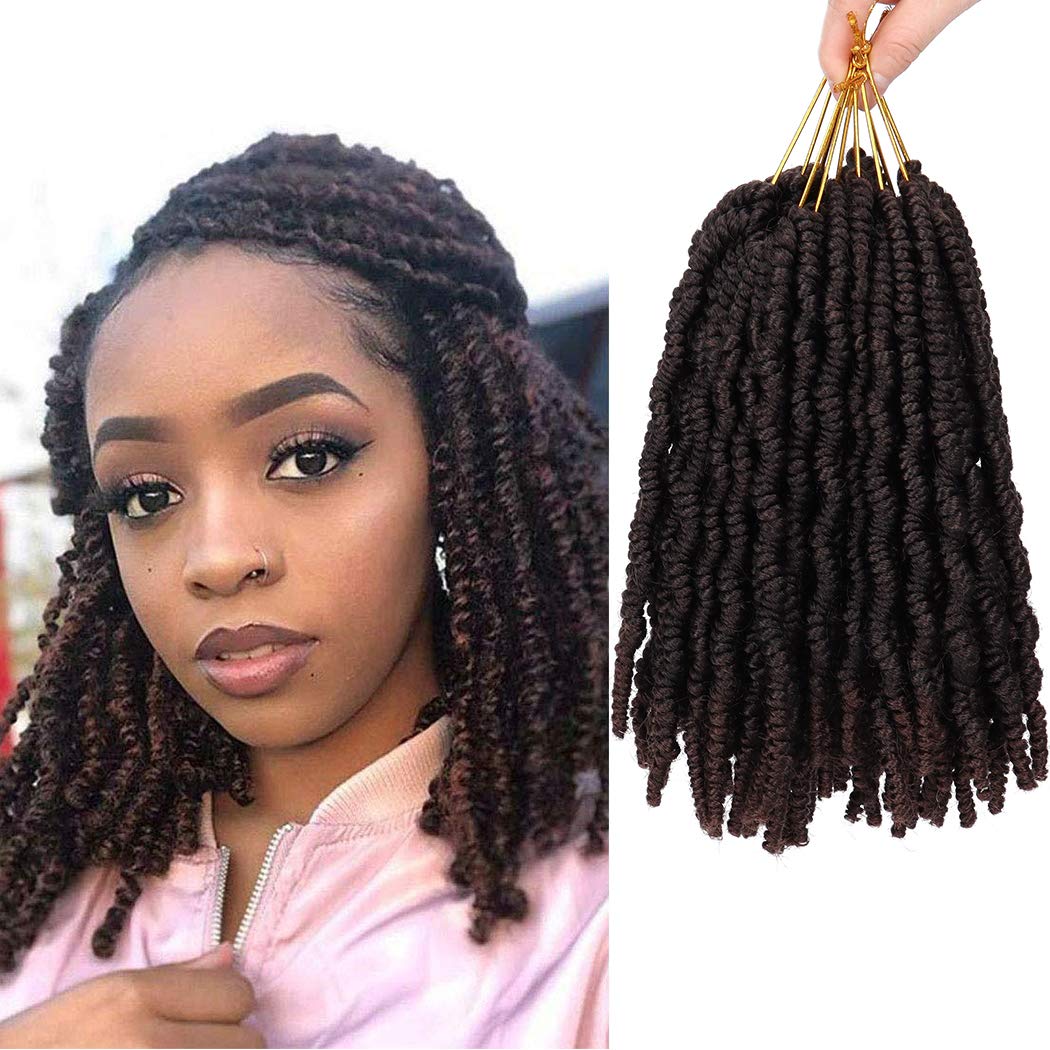 6 Pack Pre-twisted Spring Twist Crochet Braids 8 Inch Pre-looped Passion Twist Hair For Bob Spring Twists Short Curly Fluffy Twist Braiding Hair Extensions (15strands/pack, T33#)