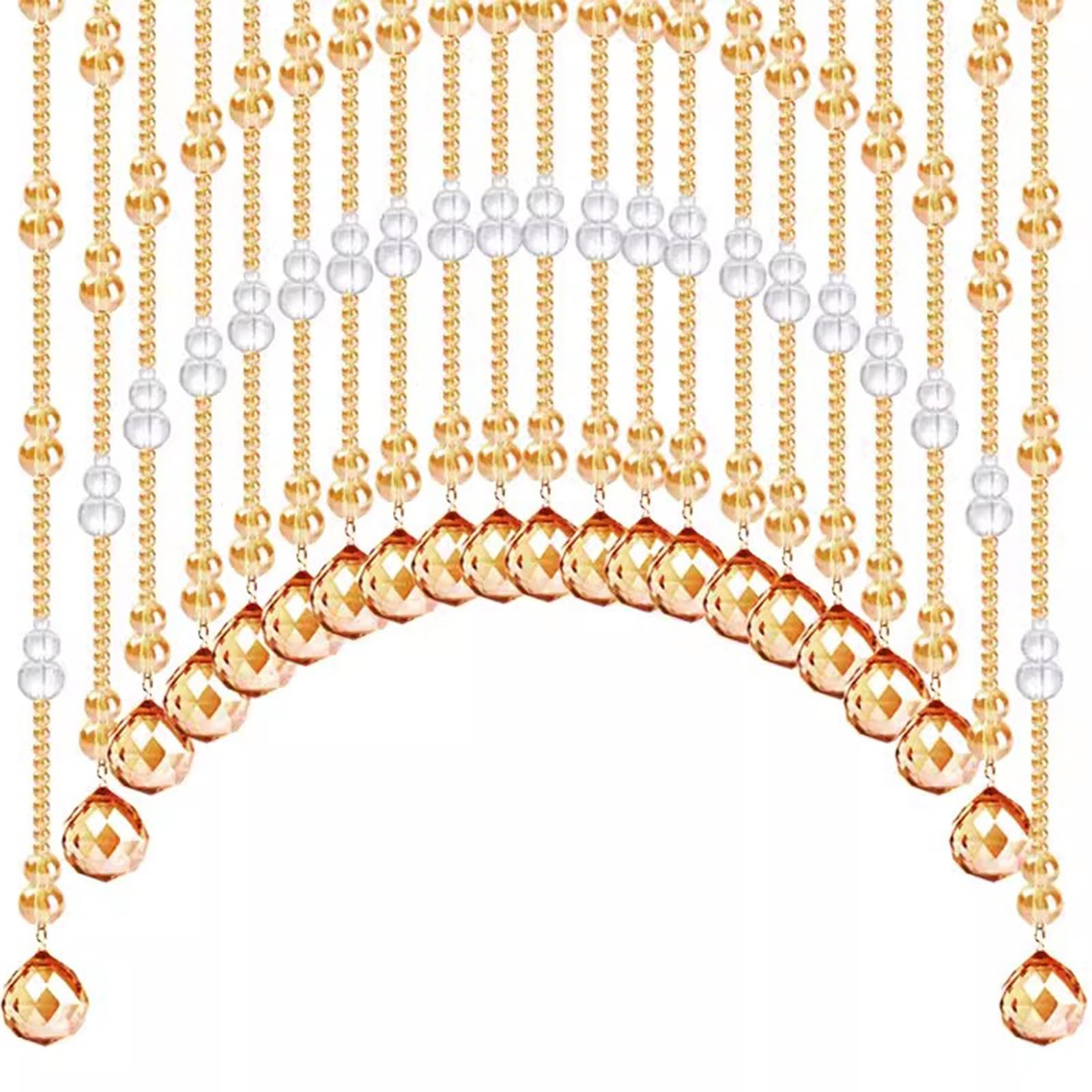 Guirlande de perles transparentes rideau de porte en faux cristal or pour décoration de prestige