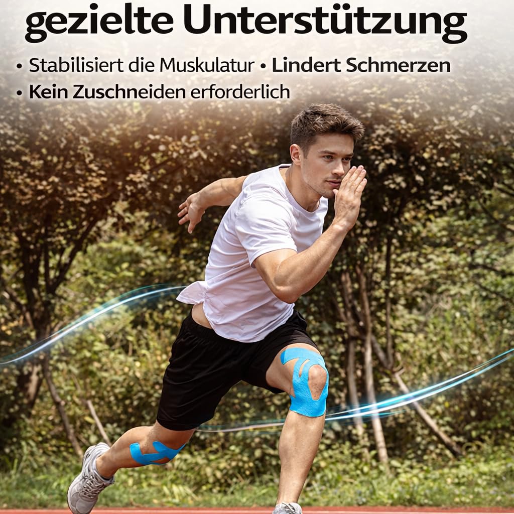 Tape Kniegelenk, 20er-Pack Knie-Tape, Hautfreundlich, Ergonomisch, FüR Sport Und Alltag, Atmungsaktiv & Wasserfest (20PCS,Blau)