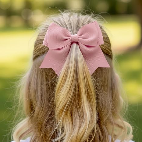 2 Pack Muted Pink Bow Hair Clips Large Bow Hair Clips for Women and Girls