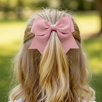 2 Pack Muted Pink Bow Hair Clips Large Bow Hair Clips for Women and Girls