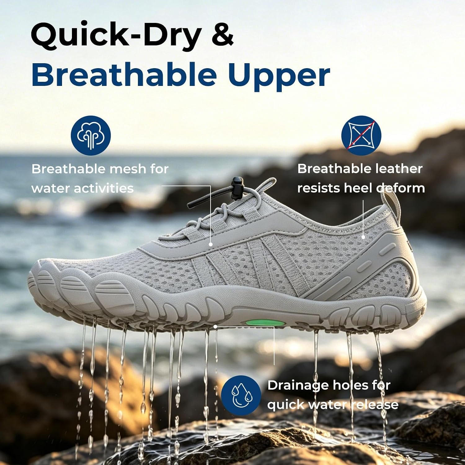 SAGUARO Water Shoes Men Beach Shoes Quick Dry Barefoot Shoes Waterproof Shoes Wide Toe Box Breathable Aqua Shoes for Swimming Pool Fishing Yoga River Boating