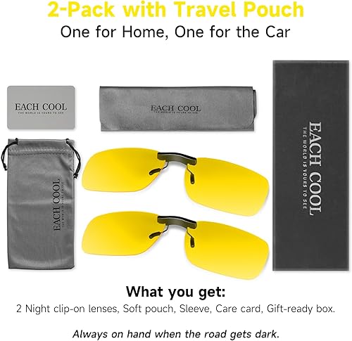 Miniatura 8 de Polarized Clip-On & Flip-Up Driving Glasses Night Vision & Sun Lenses, UV400 Over-Glasses