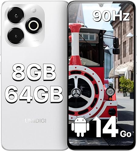 UMIDIGI Teléfono celular desbloqueado G9X, pantalla de 6.75 pulgadas 90Hz, Android 14,5000 mAh, Octa-Core 8 (4+4)+64 GB 1 TB, desbloqueo de