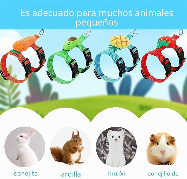 Foto 6 de 7 de 4 Sets Ajustables de Arnés y Correa para Conejo Cachorro Pequeñas Mascotas. Arnés Vestido Lindo y Correa…