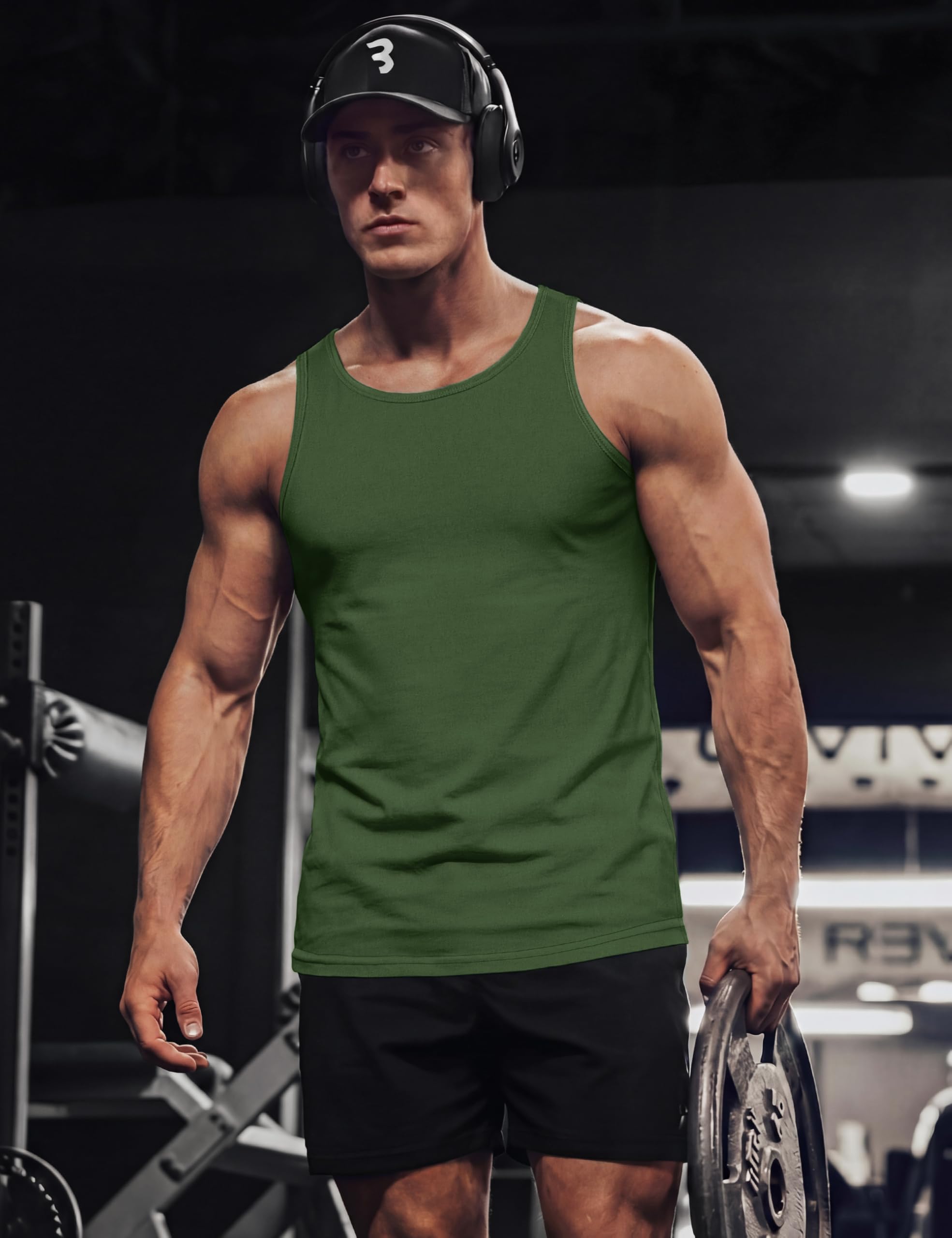 TACVASEN Camiseta Tirantes Hombre Gym Algodon sin Mangas Tank Top Secado Rápido Transpirable Fitness Entrenamiento Musculacion Verano Versatil