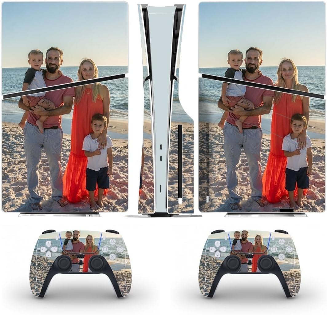 Custom Vinyl Skin for PS5 Slim Disc Edition Console & Controllers - Personalized with Your Photos - Sticker Decal Cover