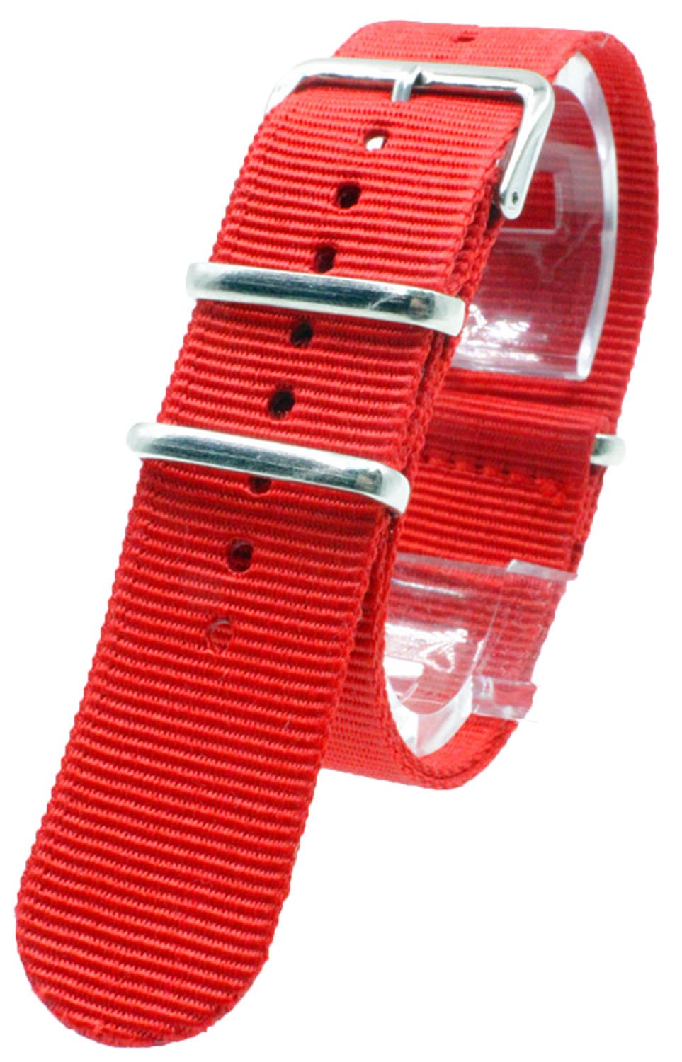 [2PiS] Nato Nylon (Single Red : 18mm) Interchangeable Replacement Watch Strap Band 36-1-18