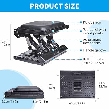 Adjustable Foot Rest Under Desk for Office,Home, Gaming & Study,Large Panel | Infinite Angle, Ergonomic Footrest,Removable Cushion,Foldable Design,Large 15.75 x 10.2 Platform & Up to 10.6 Height,Black