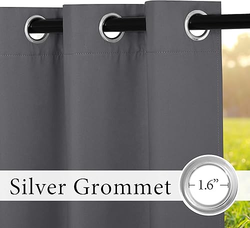 Miniatura 42 de RYB HOME Outdoor Curtains Blackout - 2 Panels Outside Curtains Waterproof Thermal Insulating for Patio Porch Garage Garden Gazebo Universal Biscotti