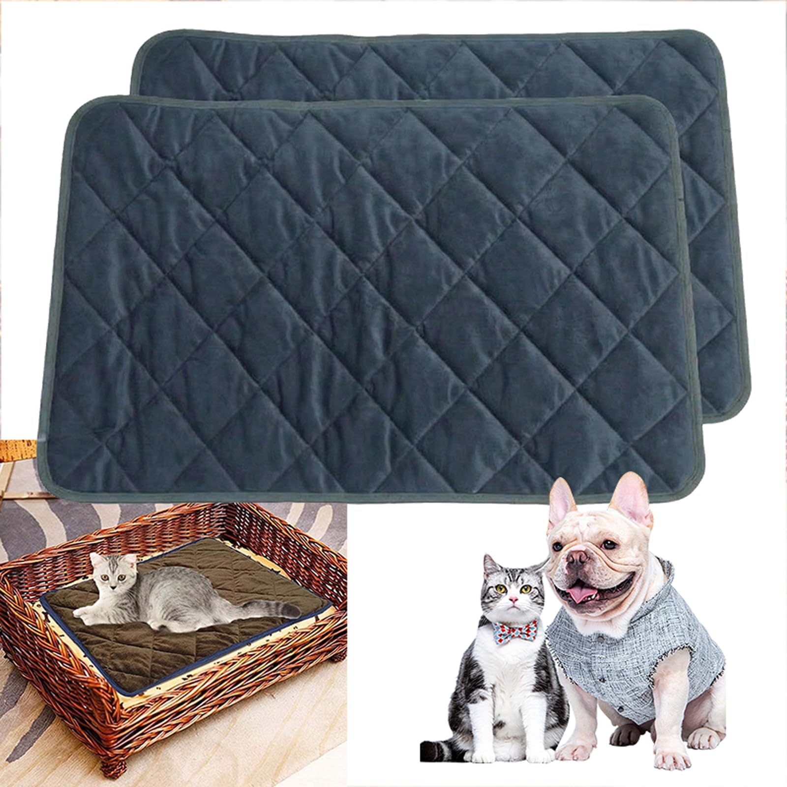 2 Pack Selbstheizende Decke für Hunde & Katzen, Selbstwärmende Katzendecke, Weiches und Flauschiges Katzenbett, Thermo Haustiermatte für Haustiere mit Rutschfester Unterseite