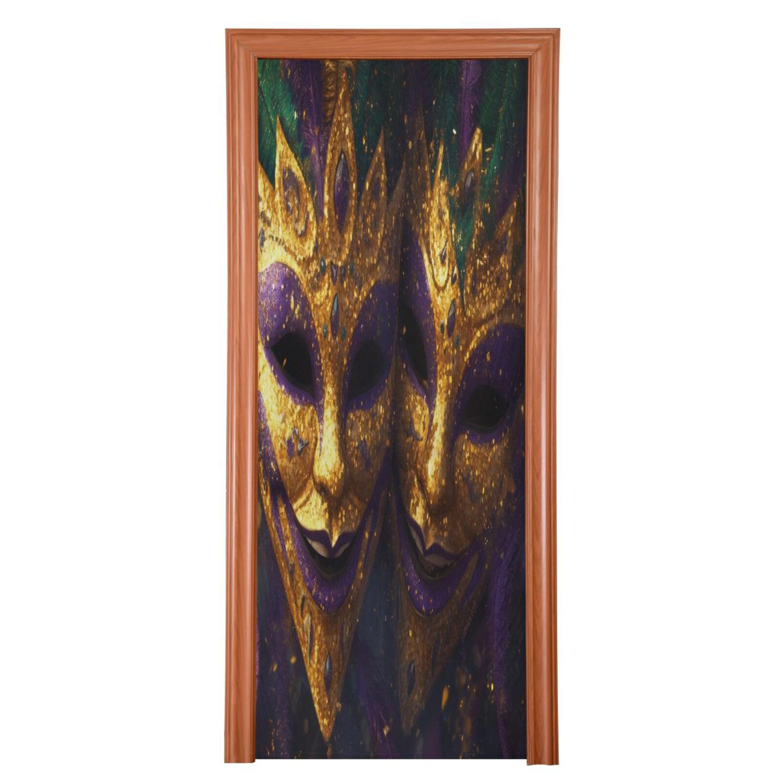 FLildon Mardi Gras Masquerade Mask Door Cover Decoration, Party Accessory Porch Decor for Festive Ornament Room Door Covers 35 x 79 Inch