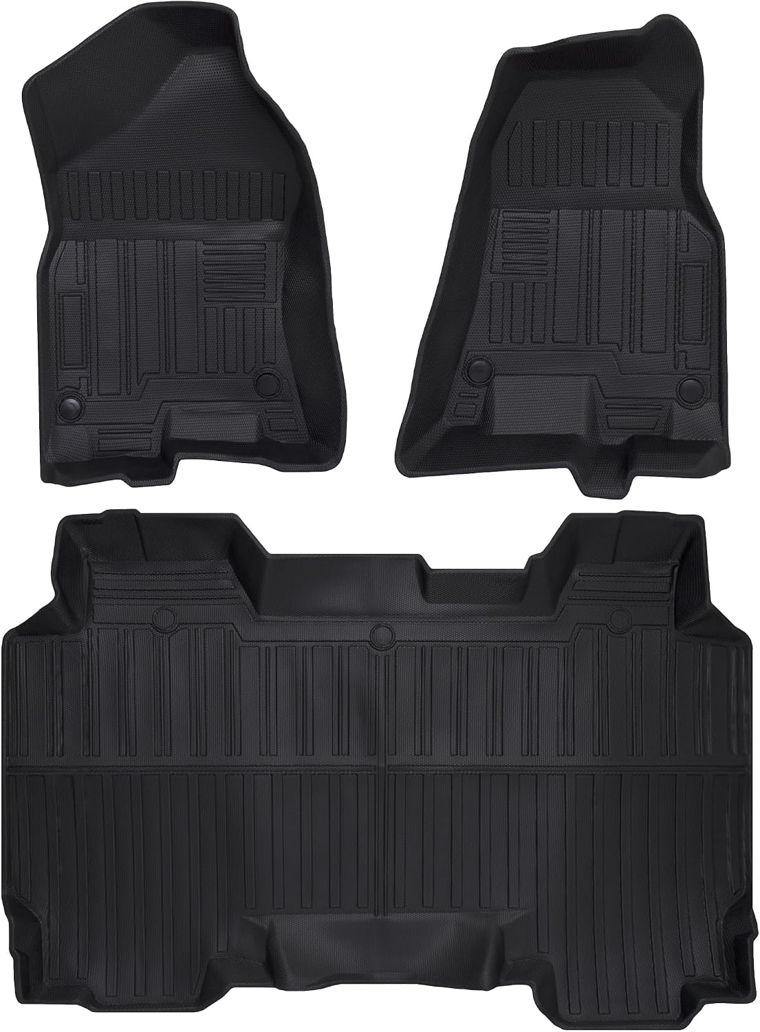 Floor Mats - Compatible with 2019-2026 Dodge Ram 1500 Crew Cab (Without Rear Under Seat Storage Box/Removable Storage Box) - All Weather Waterproof Anti-Slip TPE Liners