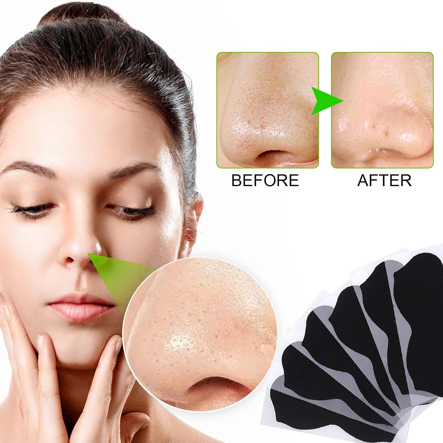 Pore Strips,Natural Charcoal Blackhead Strips for All Skin Type,Nose Strips for Blackheads,Charcoal Pore Cleansing Strips,Black Heads Strip,Nose Blackhead Remover Strip (80pcs)