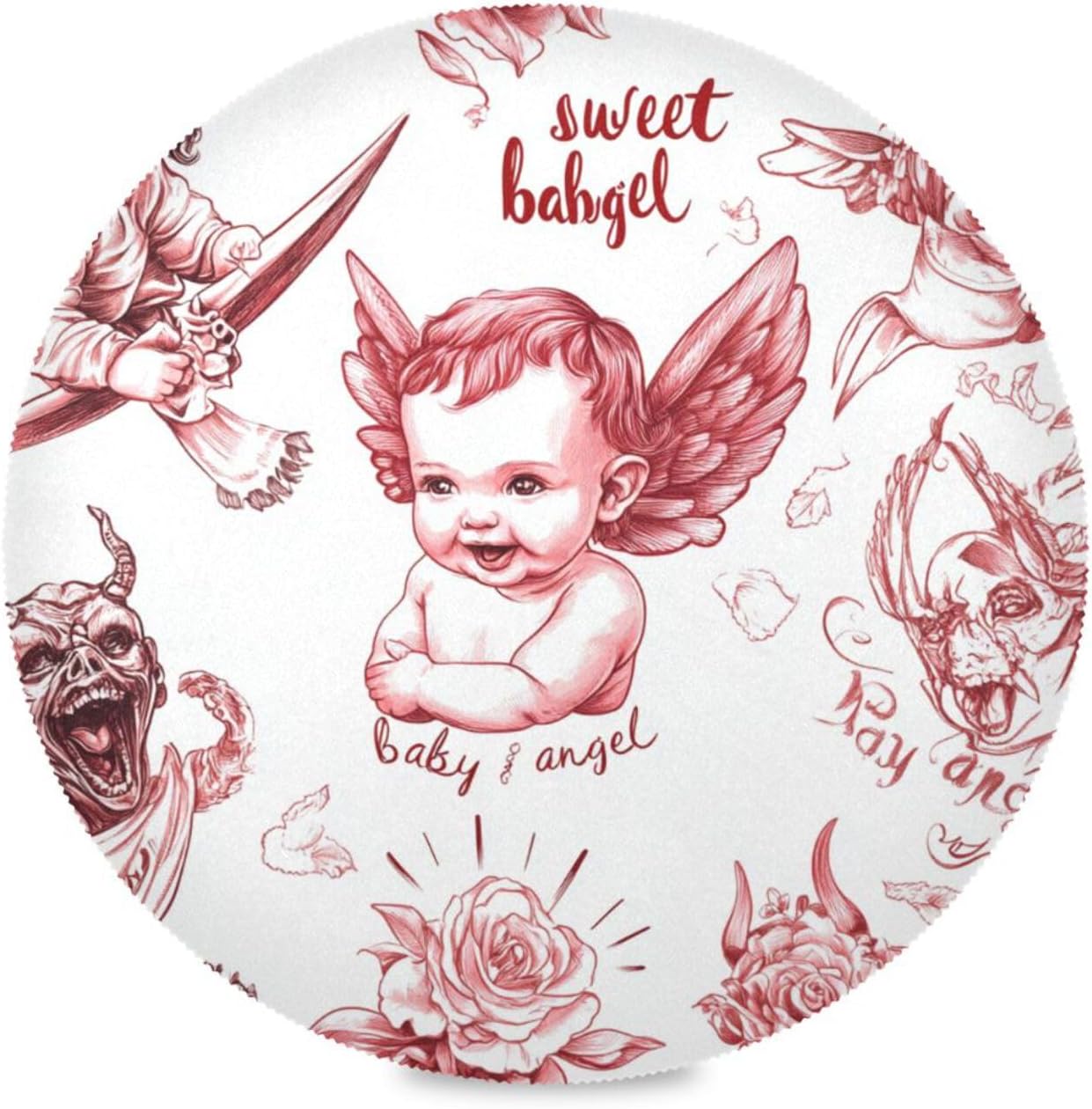 Cartoon Cute Goth Baby placemats for Round Reusable Chalkboard placemats Washable placemats for Dining Table Wipe Off placemats for Dining Table Waterproof Place mat Washable placemats Set of