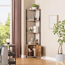 IDEALHOUSE 57" Tall Corner Shelf Stand 5-Tier Corner Cabinet with Metal Frame & Wood Shelves, Space-Saving Standing Organizer for Living Room, Bedroom, Kitchen, Bathroom & Home Office, Brown