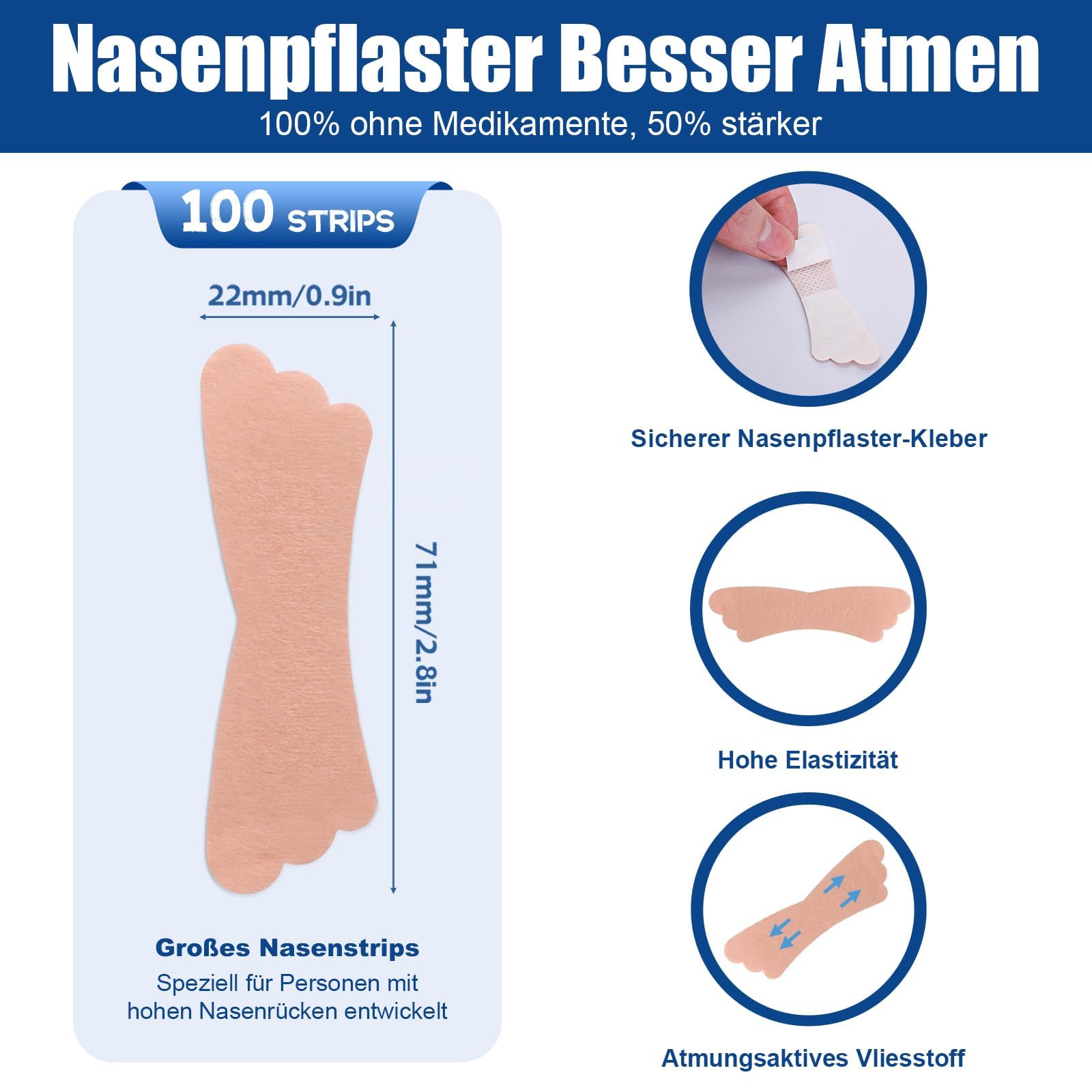 Extra Forza Cerotti Nasali Antirussamento, Cerotto Nasale per Facilitare la Respirazione, Ridurre il Russare, Allevia Istantaneamente la Congestione Nasale, Migliora il Sonno (Marrone Chiaro)
